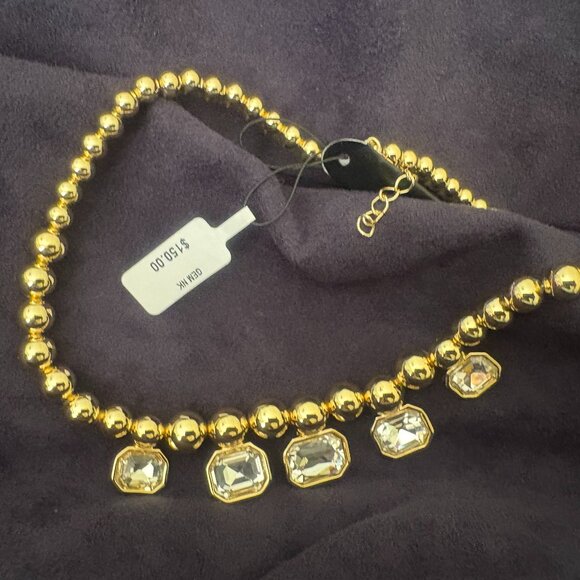 Aqua Gold Large Rhinestone Necklace NWT - Picture 2 of 12
